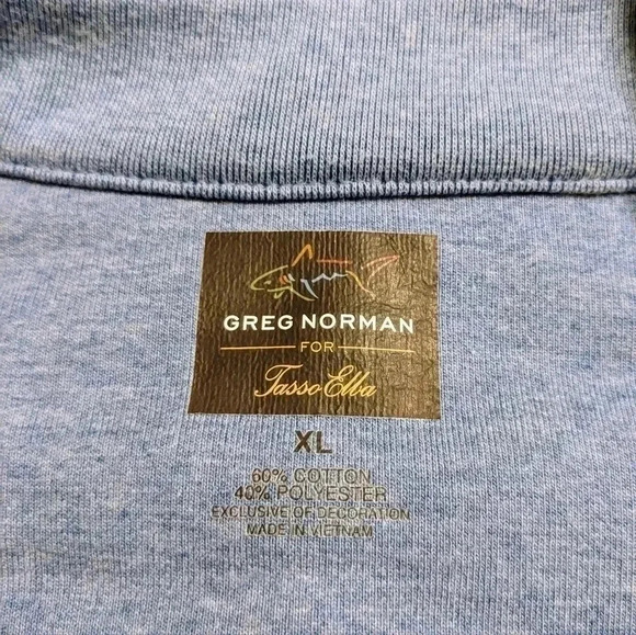 Greg Norman Mens XL Fitted Blue 1/4 Zip Golf Sweatshirt Zippered Chest Pocket - Picture 3 of 5